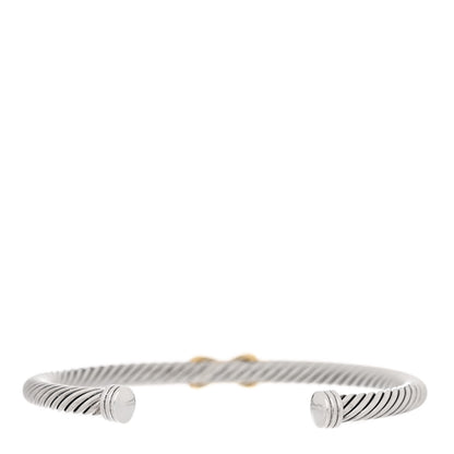 David Yurman Sterling Silver 18K Yellow Gold 4mm X Station Cable Bracelet 2 of 5