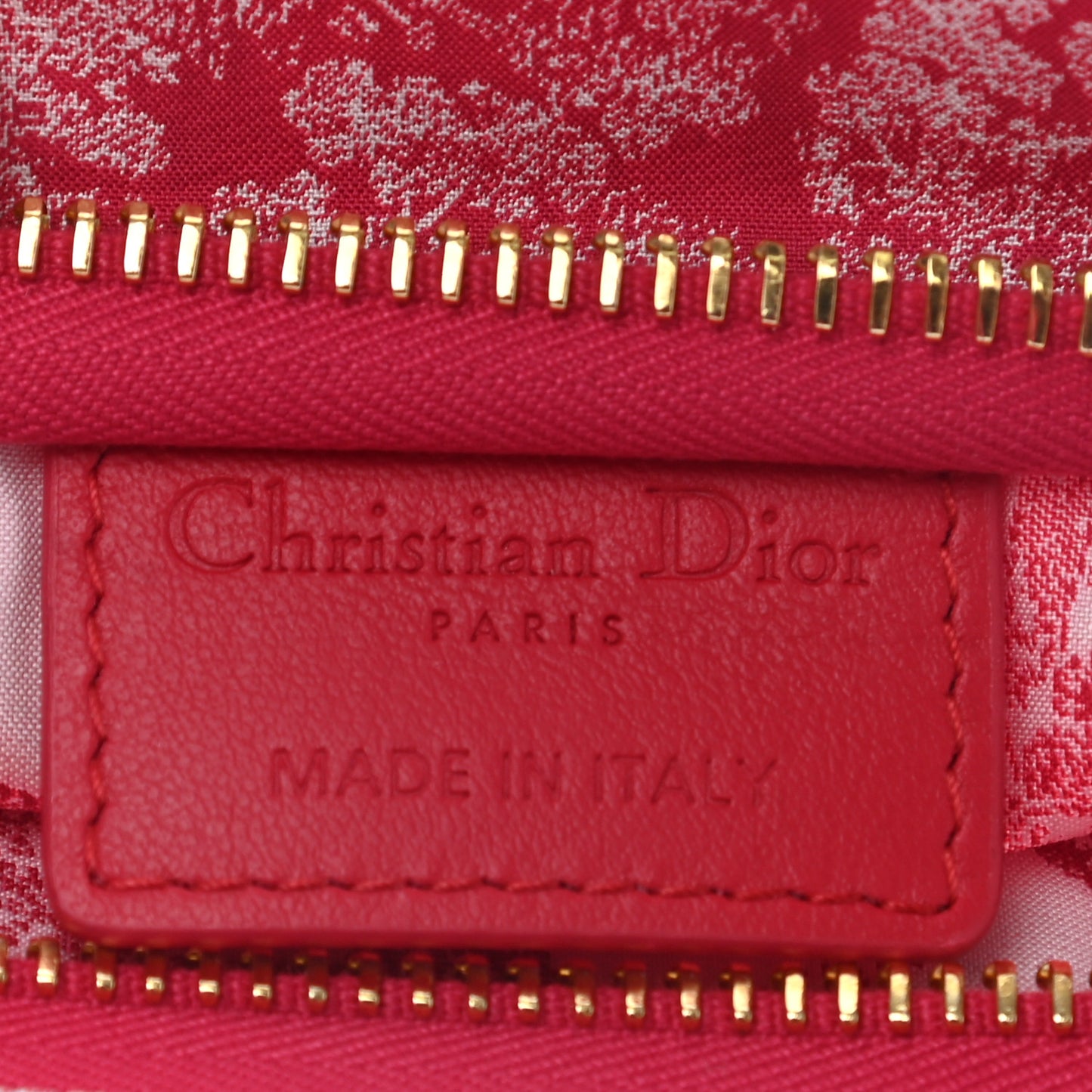 Canvas Embroidered Toile De Jouy Diortravel Zipped Pouch Raspberry