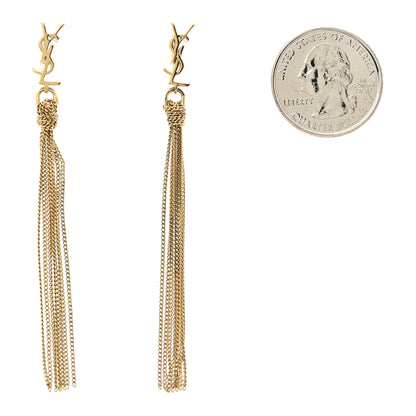 Saint Laurent Metal Cassandre Tassel Earrings Gold 2 of 4