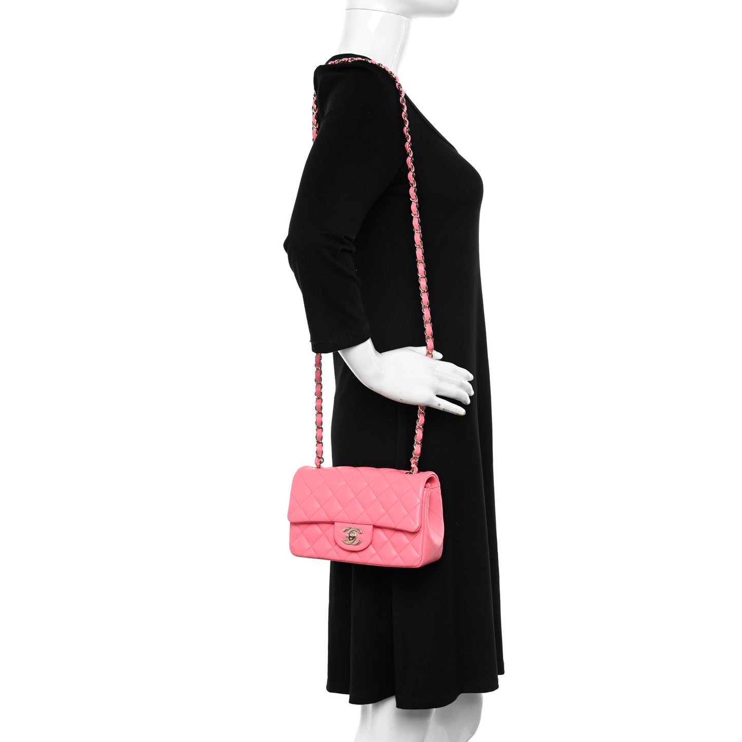 Lambskin Quilted Mini Rectangular Flap Pink