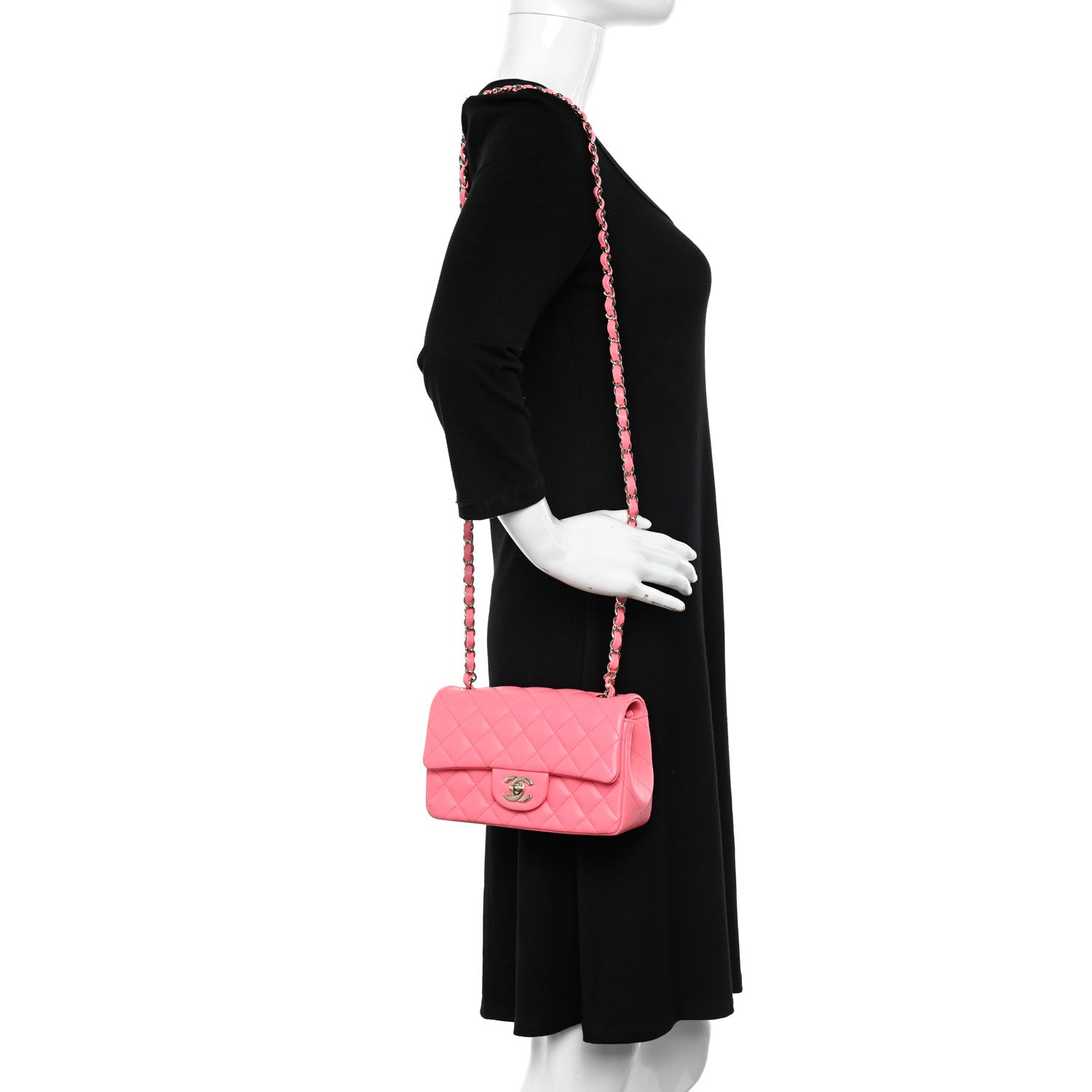 Chanel Lambskin Quilted Mini Rectangular Flap Pink 2 of 10