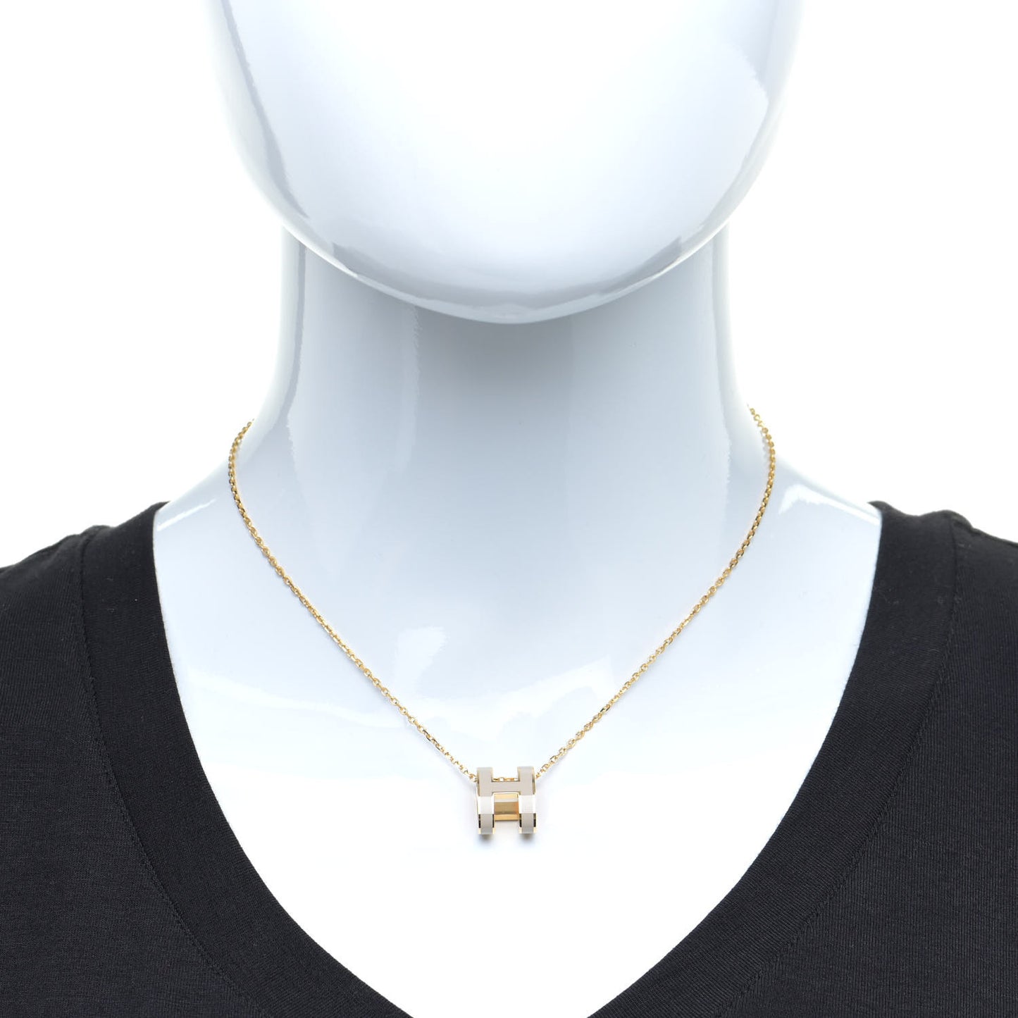 Lacquered Gold Pop H Pendant Necklace Marron Glace