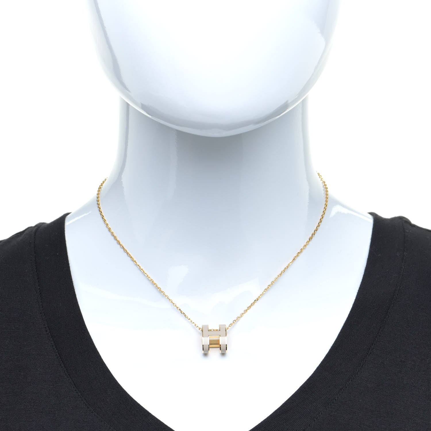 Hermes Lacquered Gold Pop H Pendant Necklace Marron Glace 4 of 11
