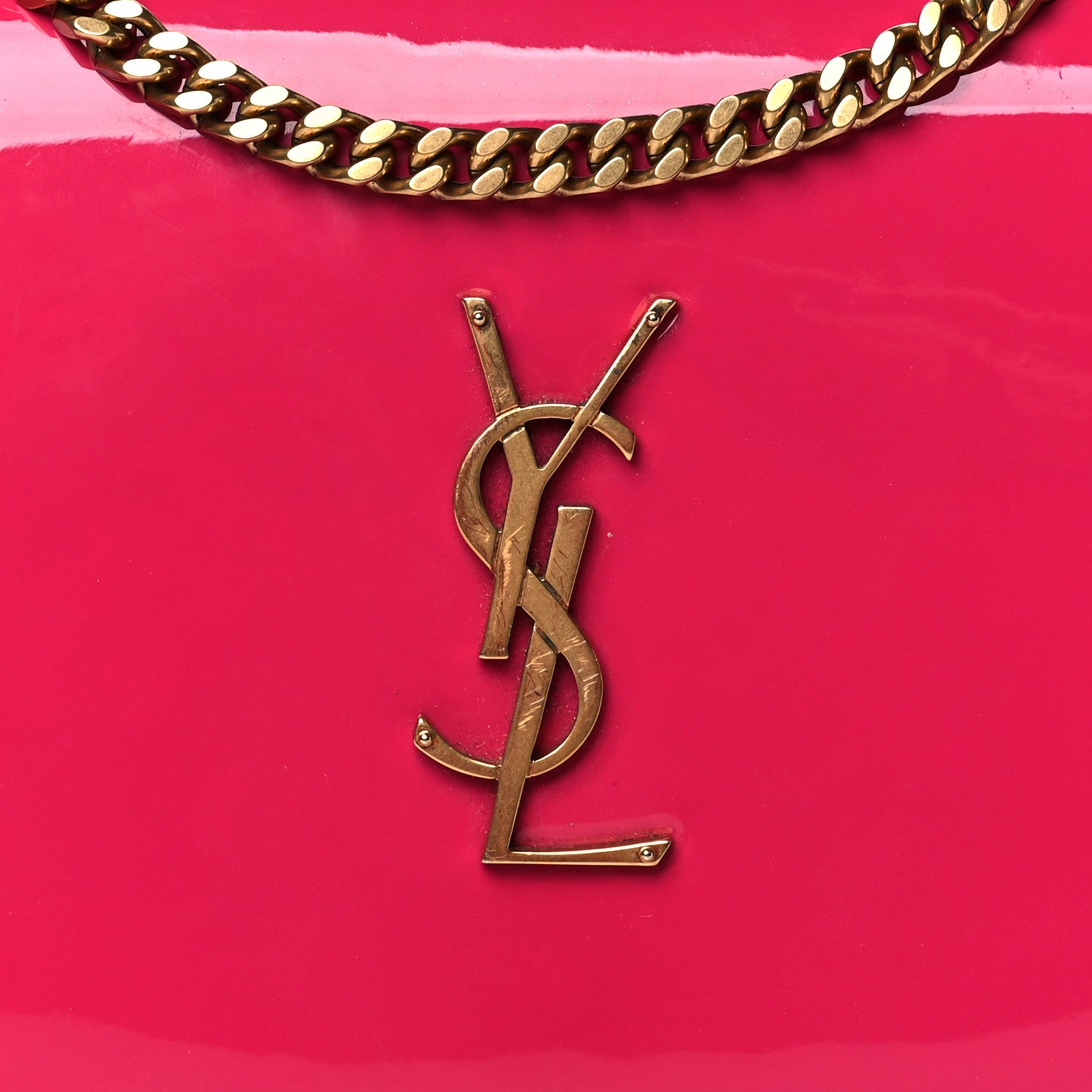 Saint Laurent Patent Calfskin Monogram Kate Wallet On Chain Fresh Fuxia 7 of 9