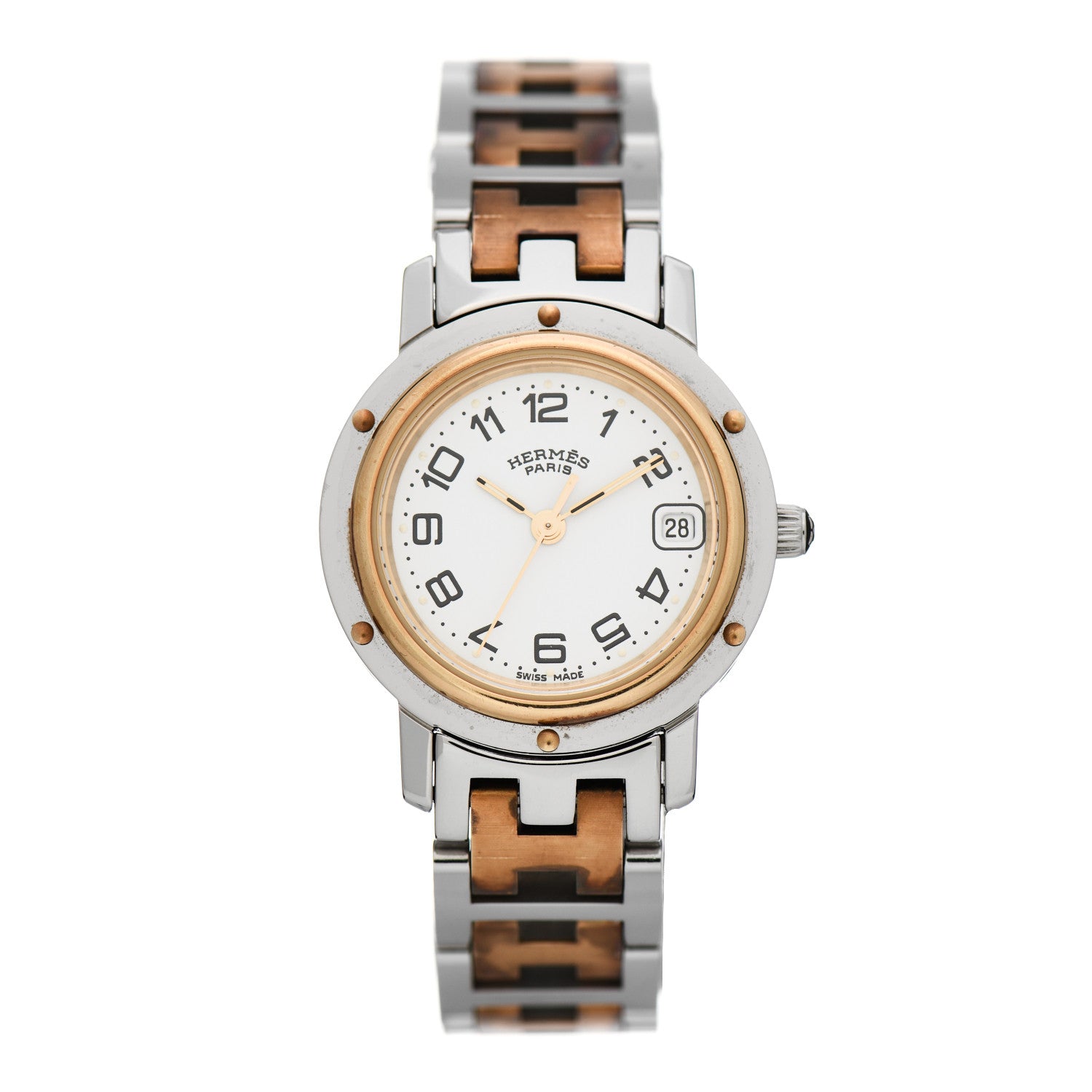 Hermes Stainless Steel 24mm Clipper Quartz Watch Gold 1 of 7
