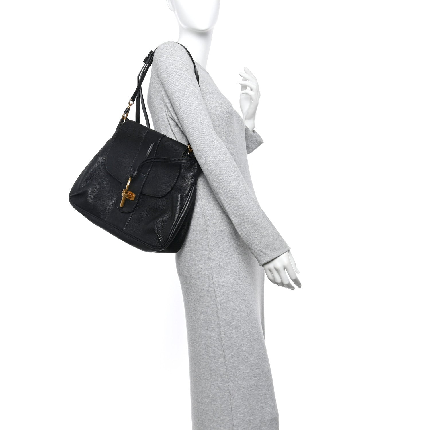 Chloe Grained Lambskin Calfskin Medium Lexa Shoulder Bag Black 2 of 15