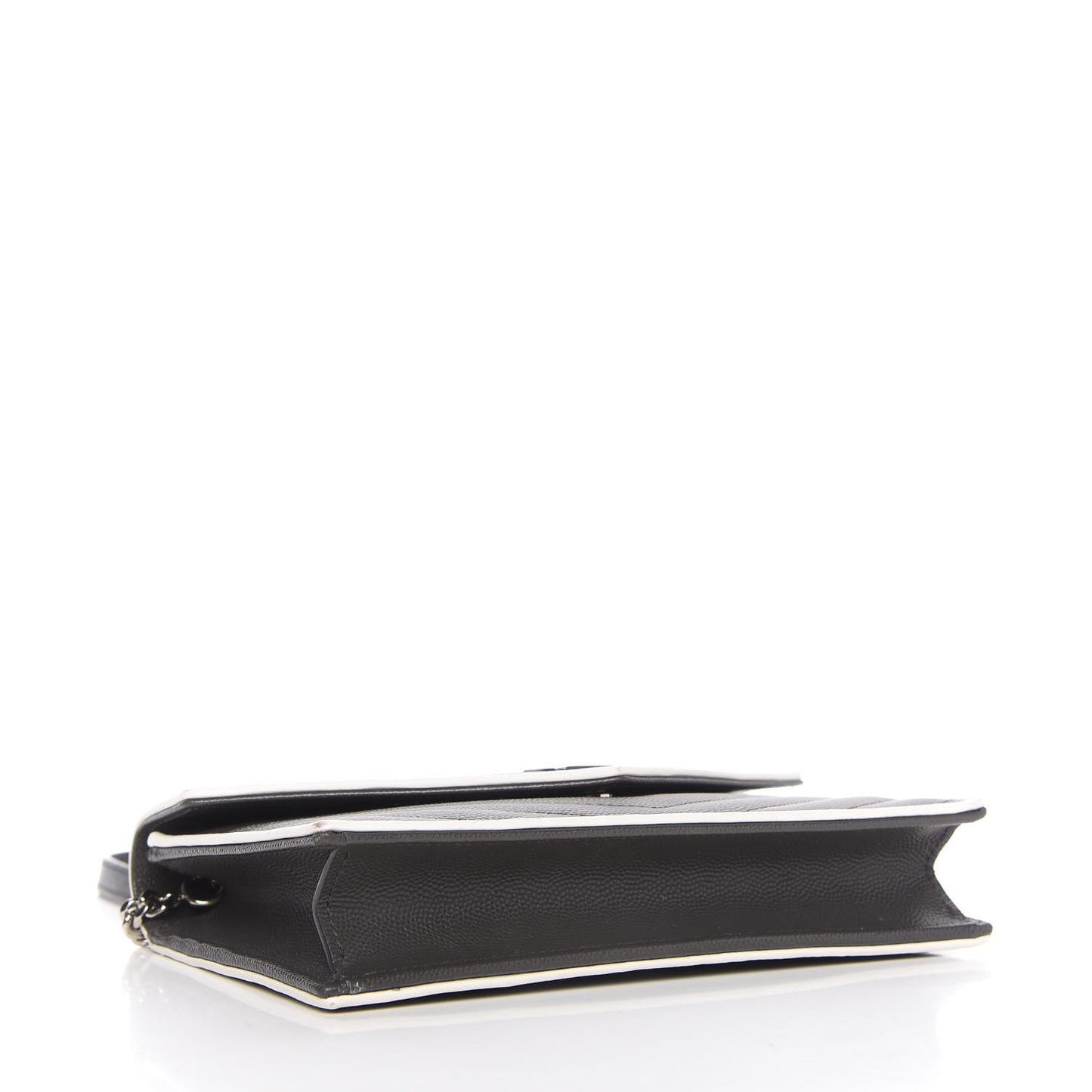 Grain De Poudre Matelasse Chevron Monogram Chain Wallet Asphalt White