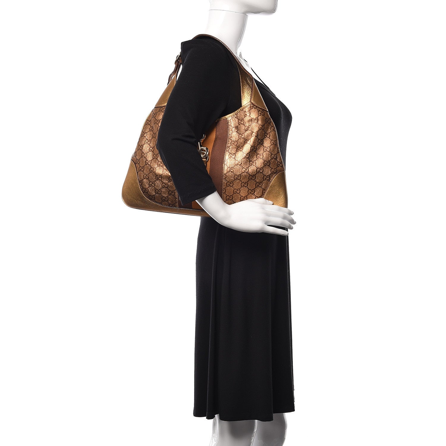 Gucci Metallic Guccissima Jackie O Bouvier Web Hobo 1 of 14