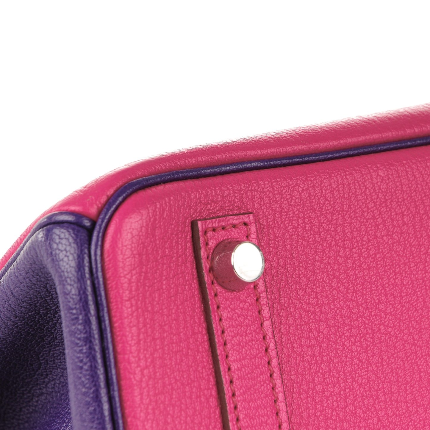 Chevre Bi-Color Horseshoe Birkin 30 Rose Shocking Iris