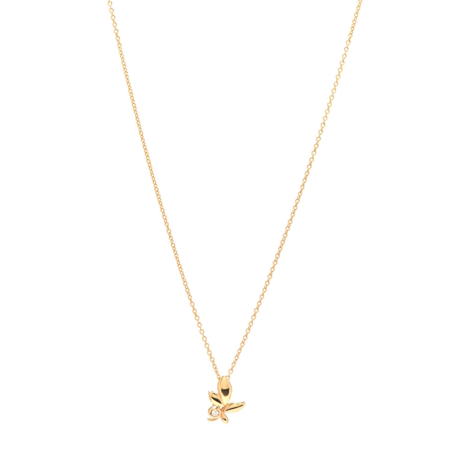 Tiffany 18K Rose Gold Diamond Paloma Picasso Olive Leaf Pendant Necklace 1 of 6