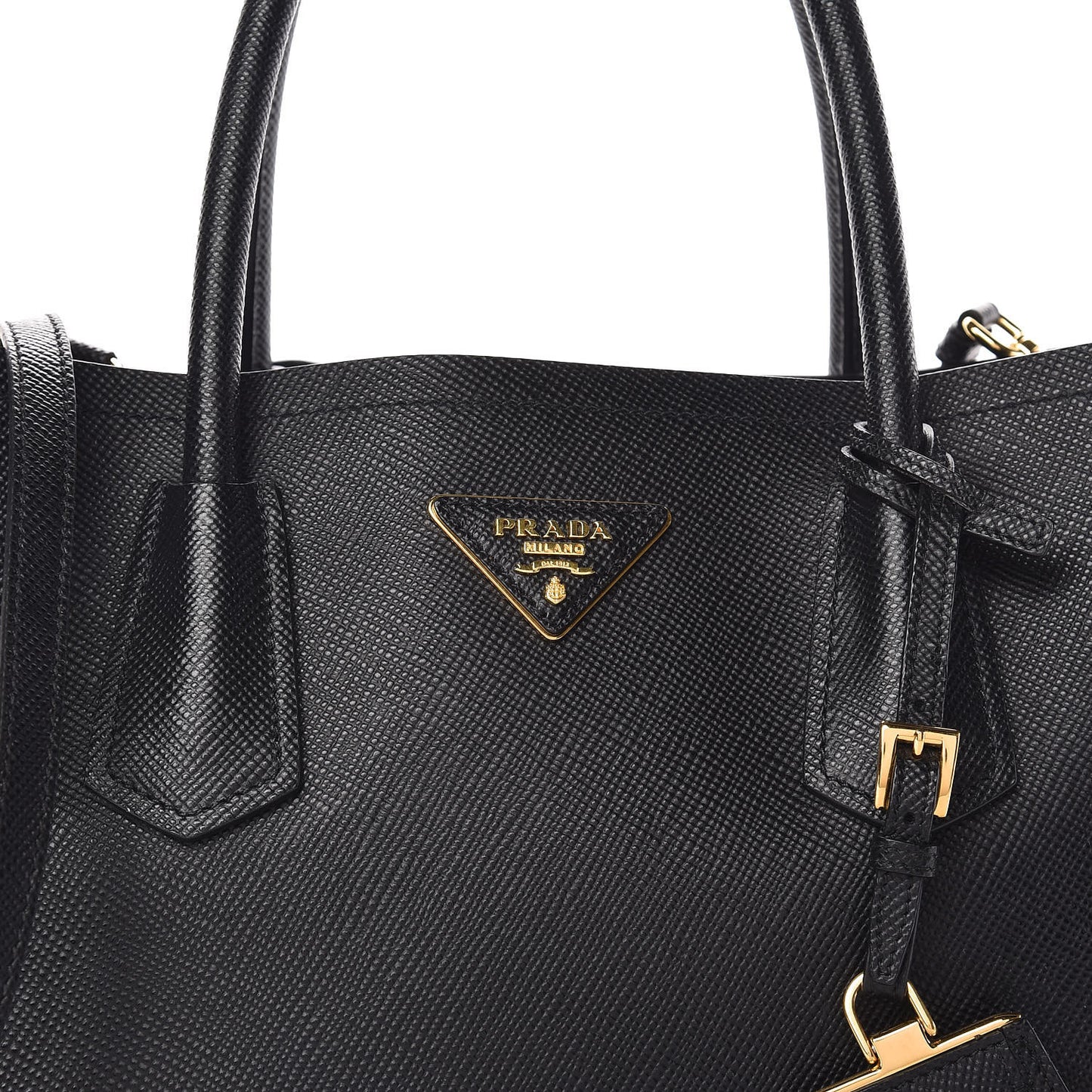 Saffiano Cuir Medium Double Bag Black