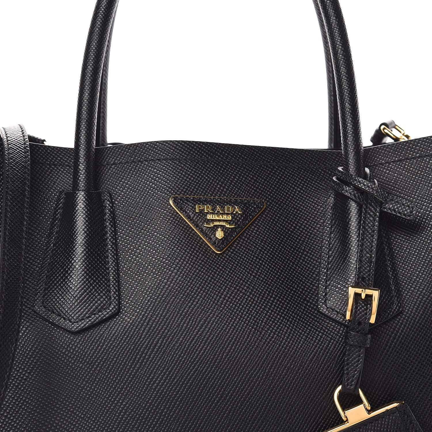 Prada Saffiano Cuir Medium Double Bag Black 15 of 18