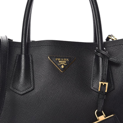 Prada Saffiano Cuir Medium Double Bag Black 15 of 18