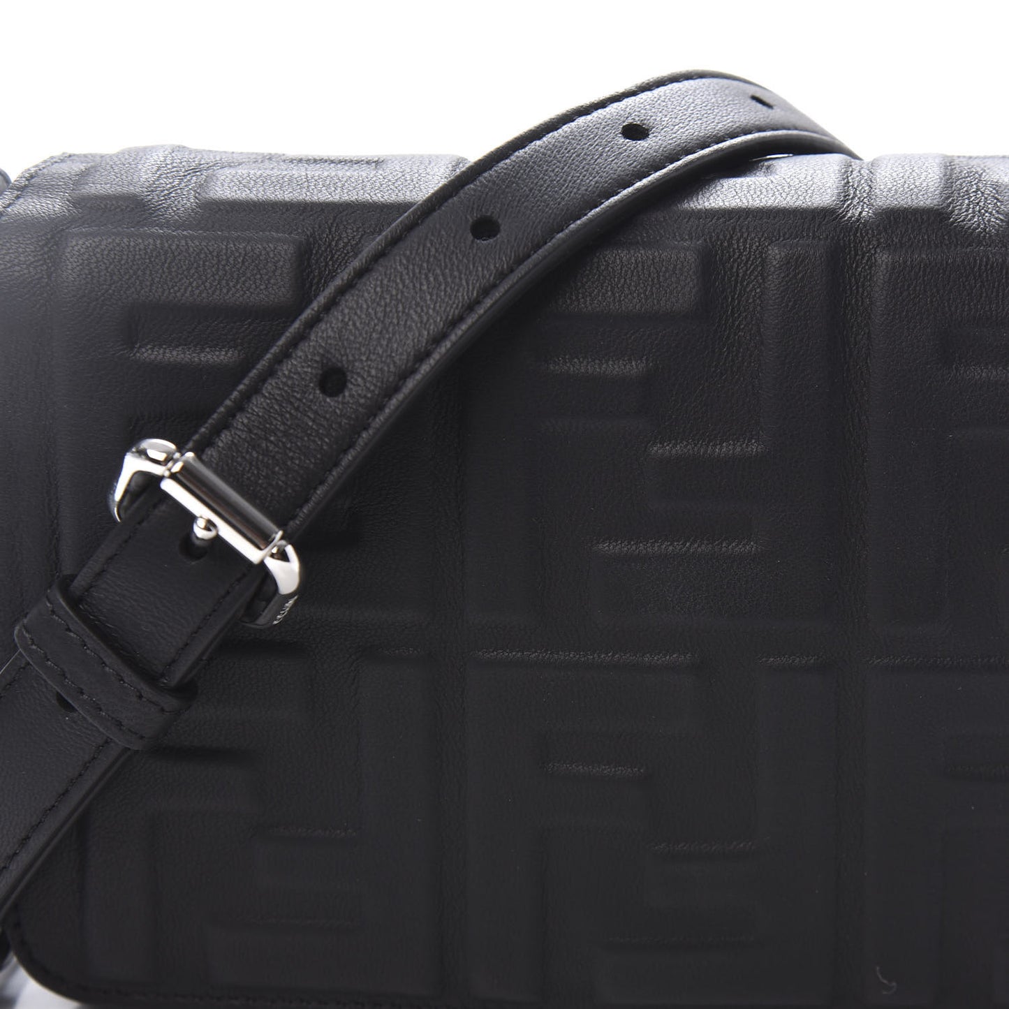 Nappa FF 1974 Embossed Mini Expandable Flap Bag Black