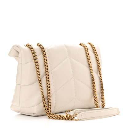 Saint Laurent Lambskin Quilted Toy Loulou Puffer Monogram Chain Satchel Crema Soft 3 of 12