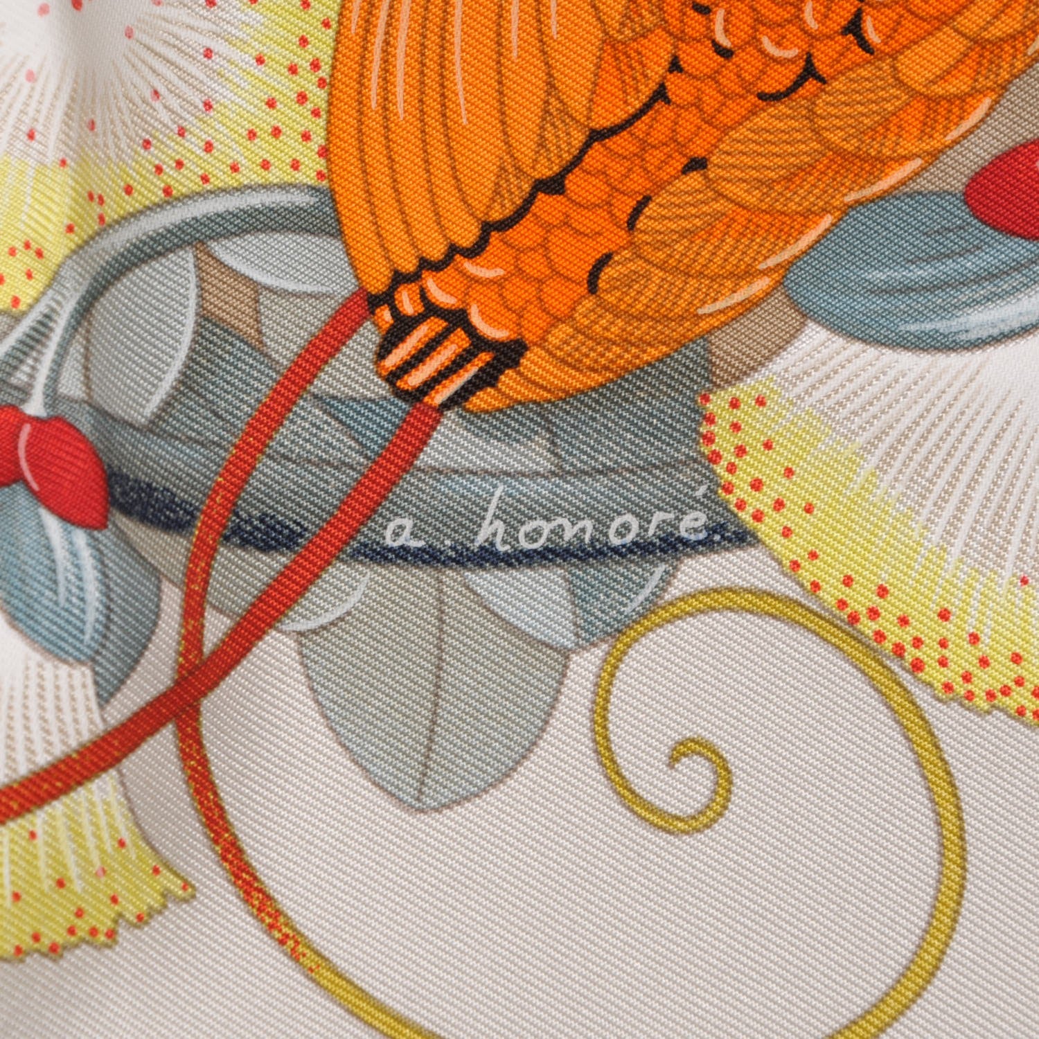 Hermes Silk Au Coeur de la Vie Scarf 90 Mastic Gris Bleuete Rouge 7 of 7