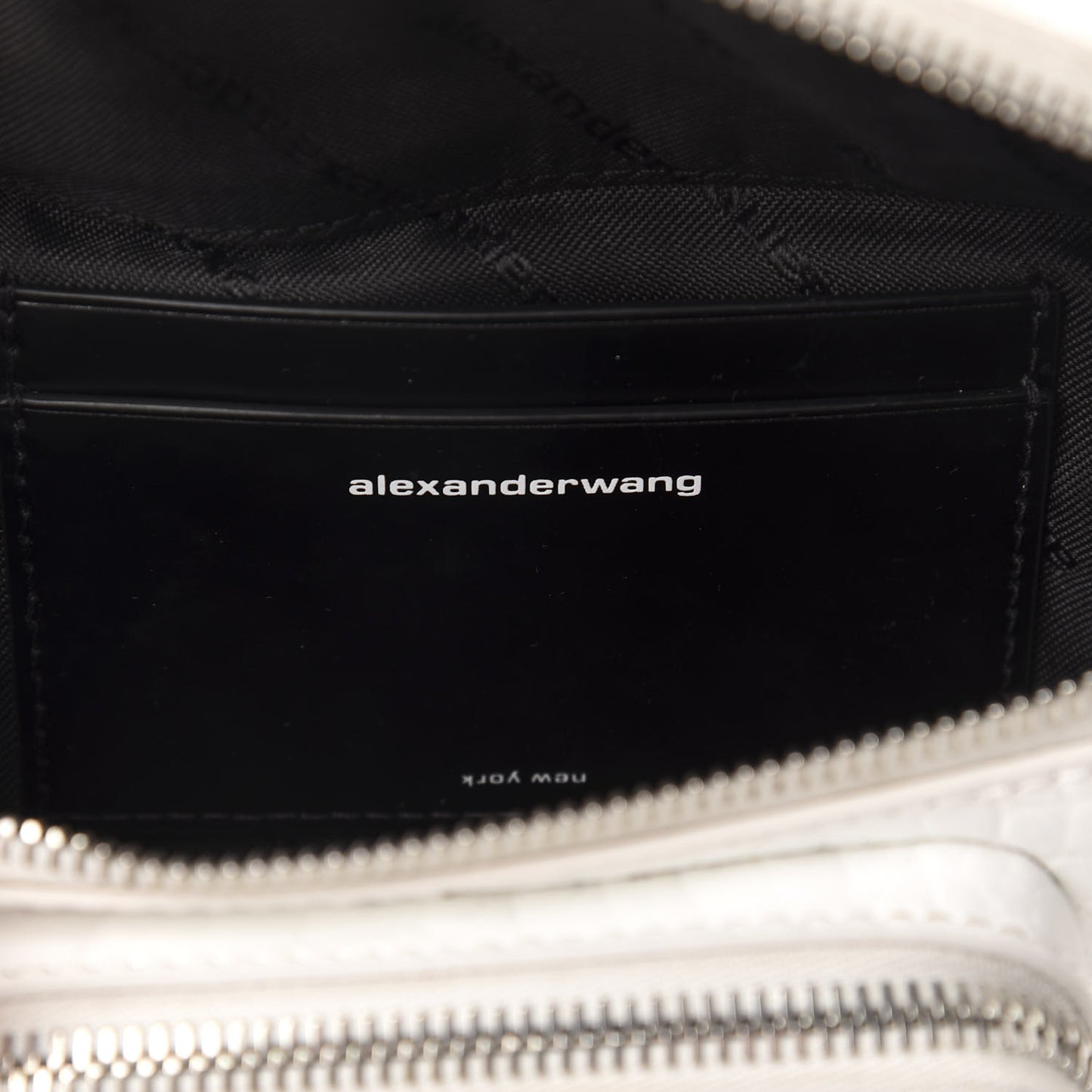 Crocodile Embossed Patent Mini Top Handle Attica Belt Bag White