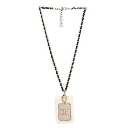Chanel Resin Crystal Lambskin CC Cardholder Pendant Necklace Gold White 3 of 6