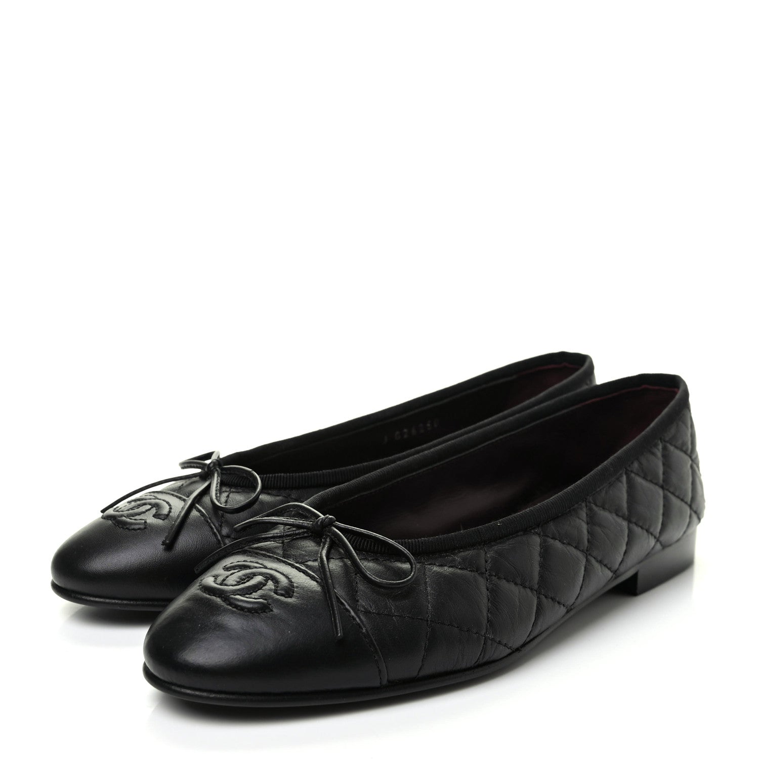 Chanel Aged Calfskin Quilted CC Cap Toe Ballerina Flats 36.5 Black 3 of 9