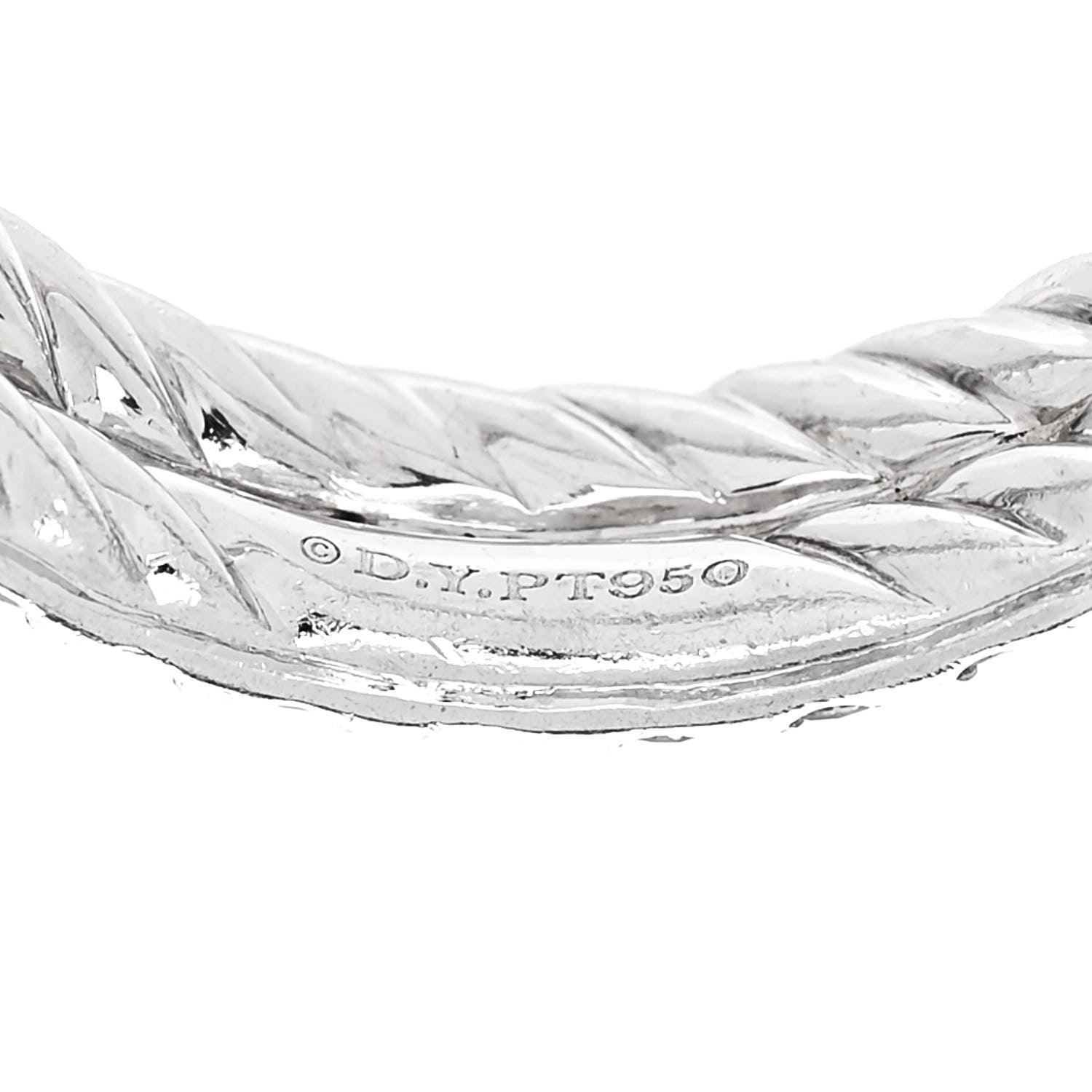 David Yurman Platinum Diamond Crossover Wedding Band Ring 52 6 4 of 5