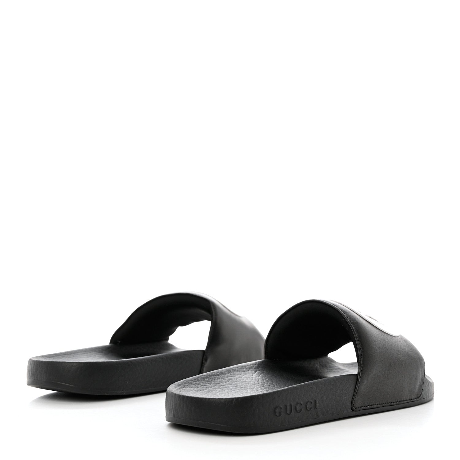 Gucci Nappa Miro Soft Calfskin Womens Interlocking G Slide Sandals 40 Black White 4 of 8
