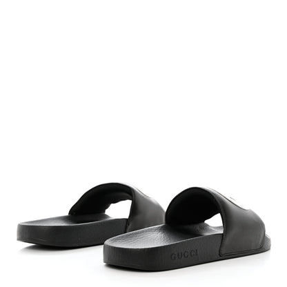 Gucci Nappa Miro Soft Calfskin Womens Interlocking G Slide Sandals 40 Black White 4 of 8