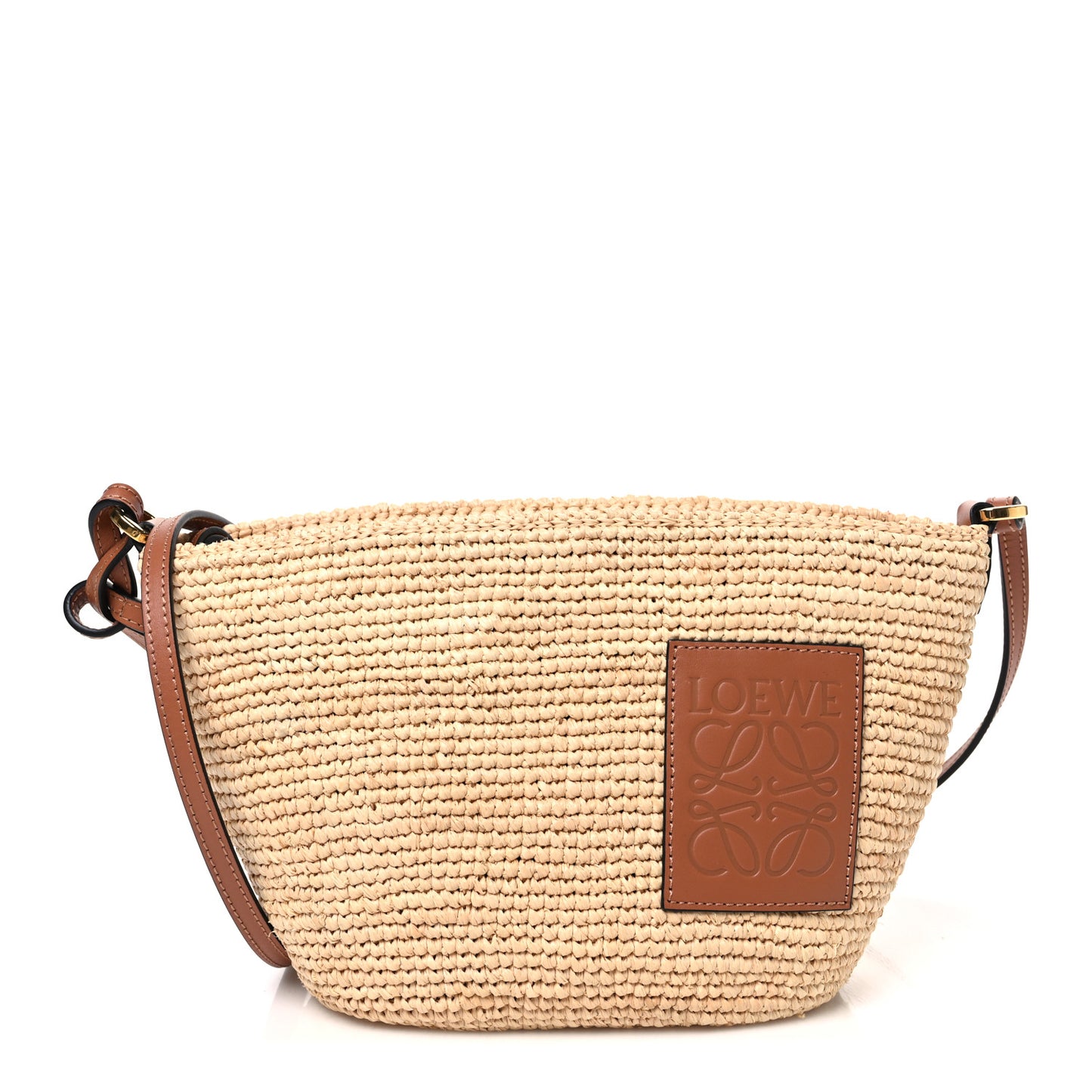 Calfskin Raffia Paulas Ibiza Pochette Bag Natural Tan