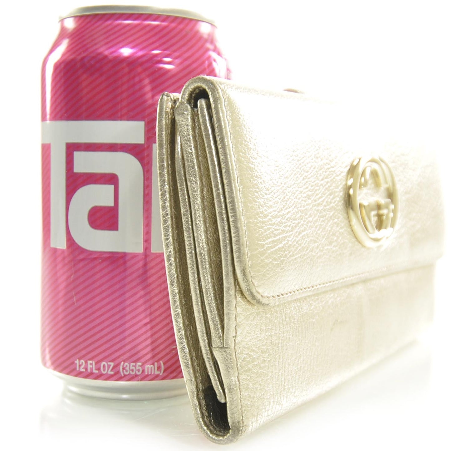 Leather Britt Continental Wallet Metallic Gold