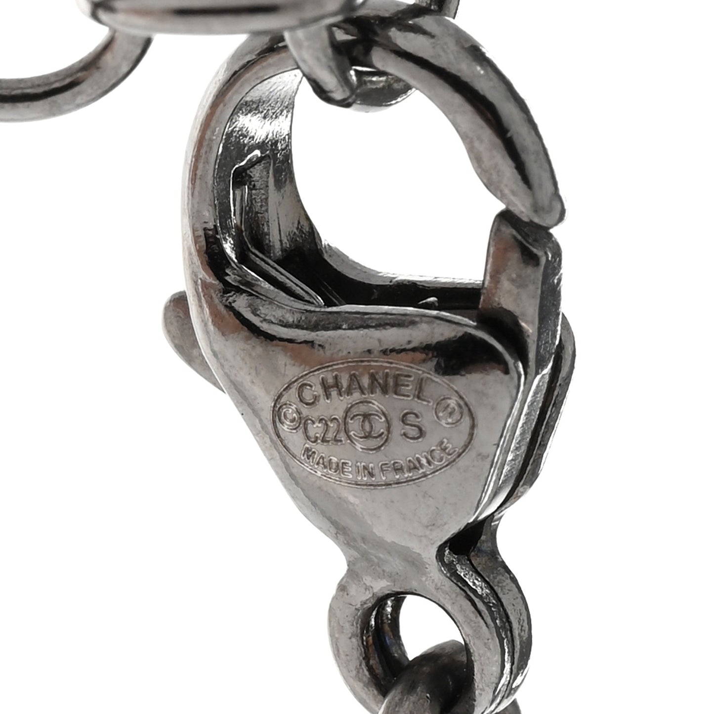 Crystal Pearl Enamel CC Butterfly Choker Necklace Silver