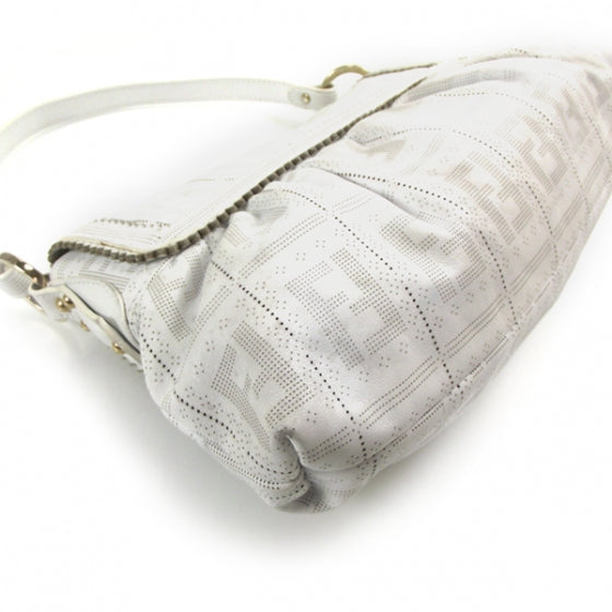Calfskin Perforated Small Chef Shoulder Bag White