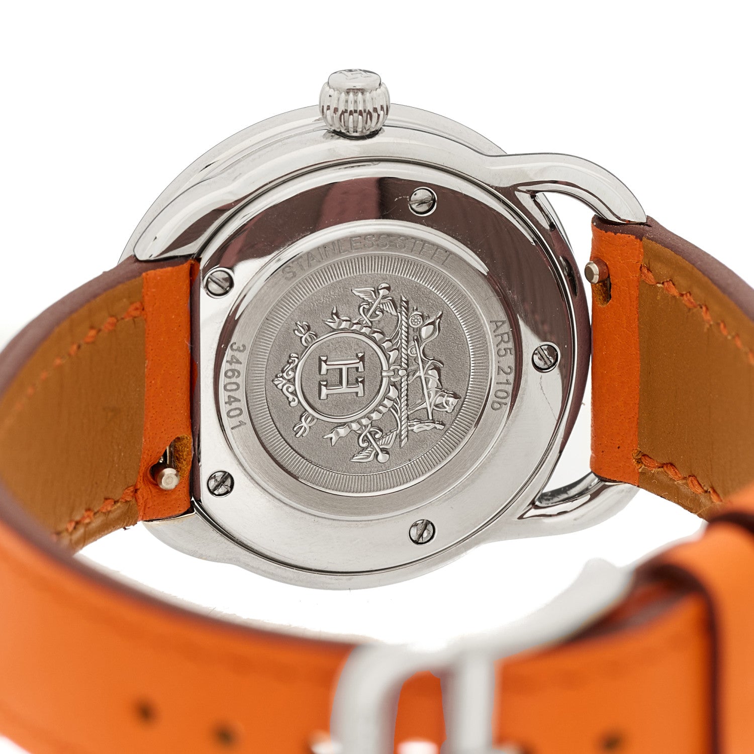 Hermes Stainless Steel Swift 28mm Arceau Quartz Watch Orange 5 of 5