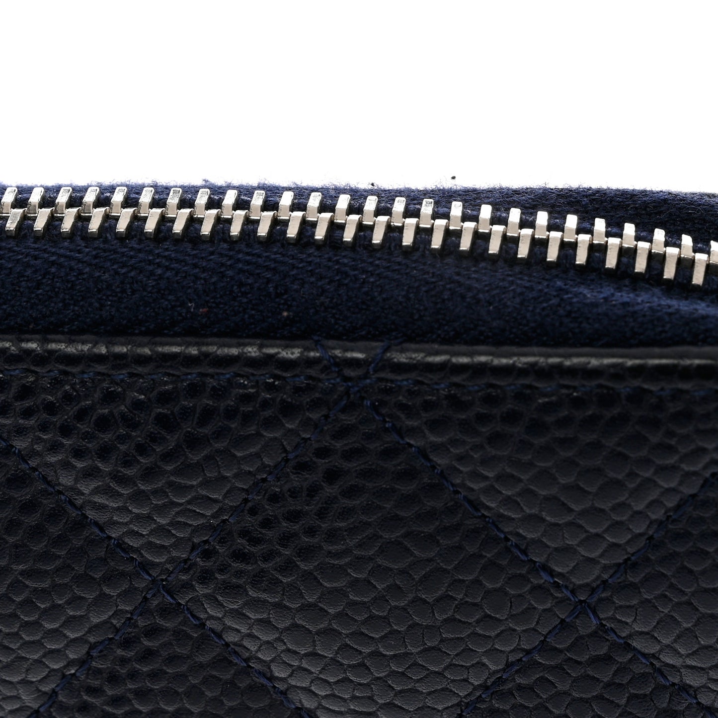 Caviar Quilted Large Zip Around Organizer Wallet Navy