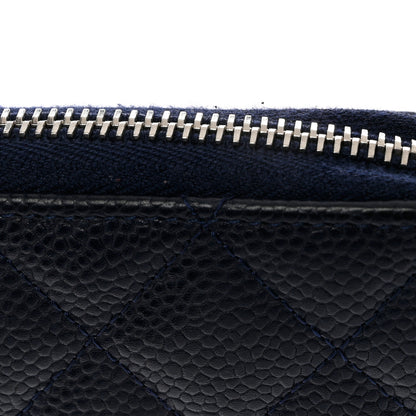 Chanel Caviar Quilted Large Zip Around Organizer Wallet Navy 10 of 11