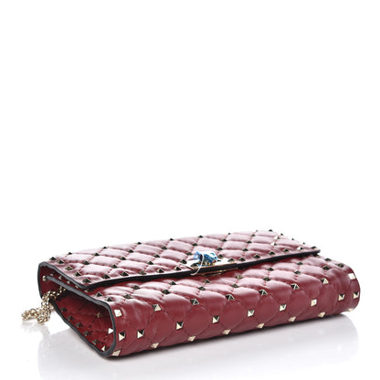Valentino Garavani Nappa Rockstud Spike Wallet on Chain Rubino 4 of 6