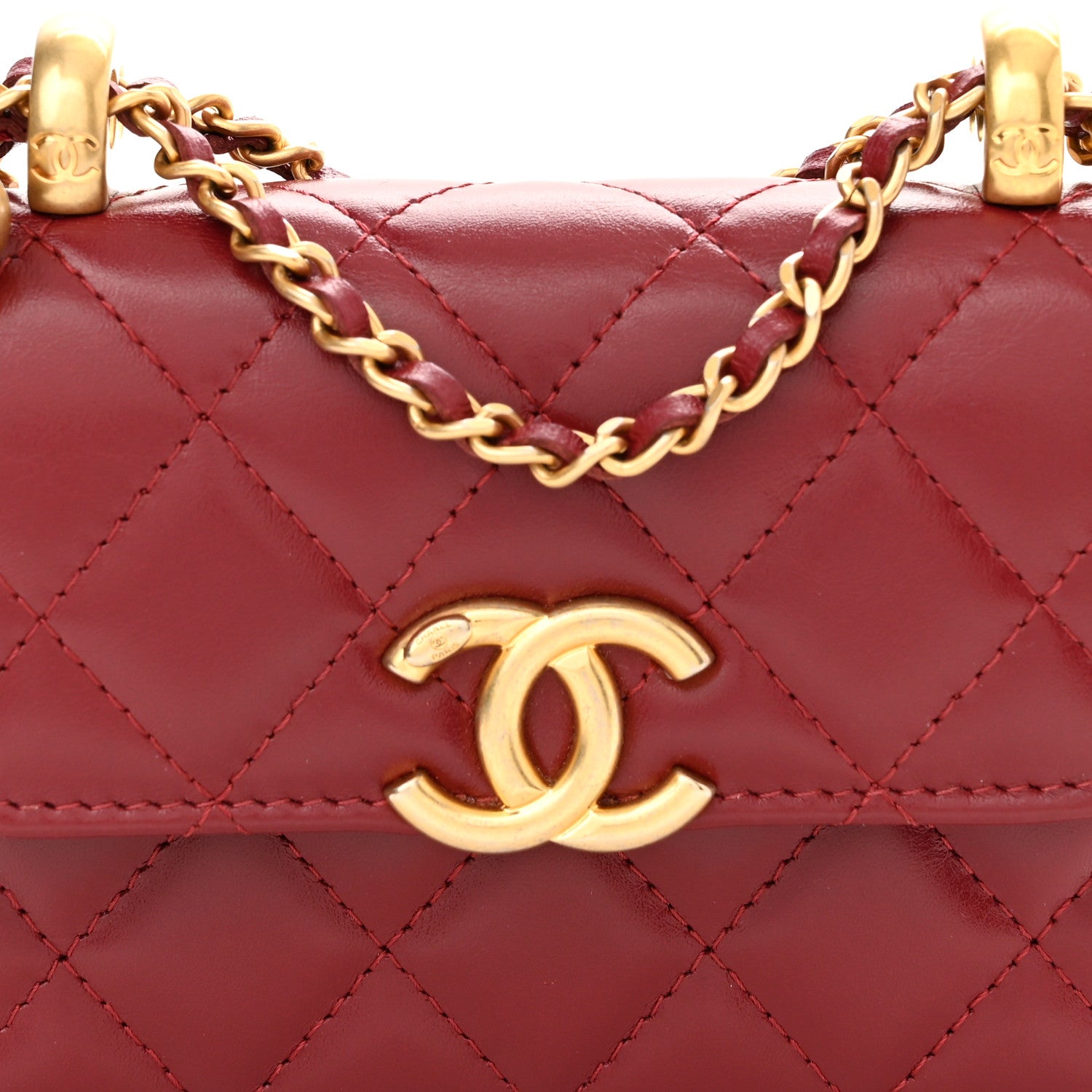 Chanel Calfskin Quilted Perfect Fit Coin Purse With Chain Burgundy 9 of 12