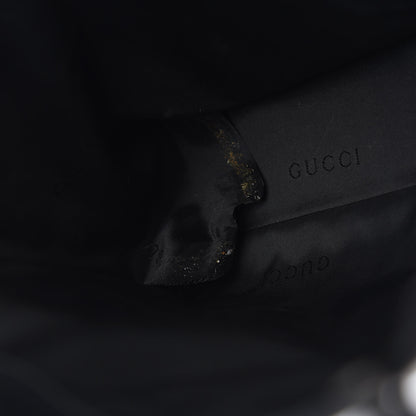 Gucci Calfskin Monogram Bamboo Handle Bag Black 10 of 11