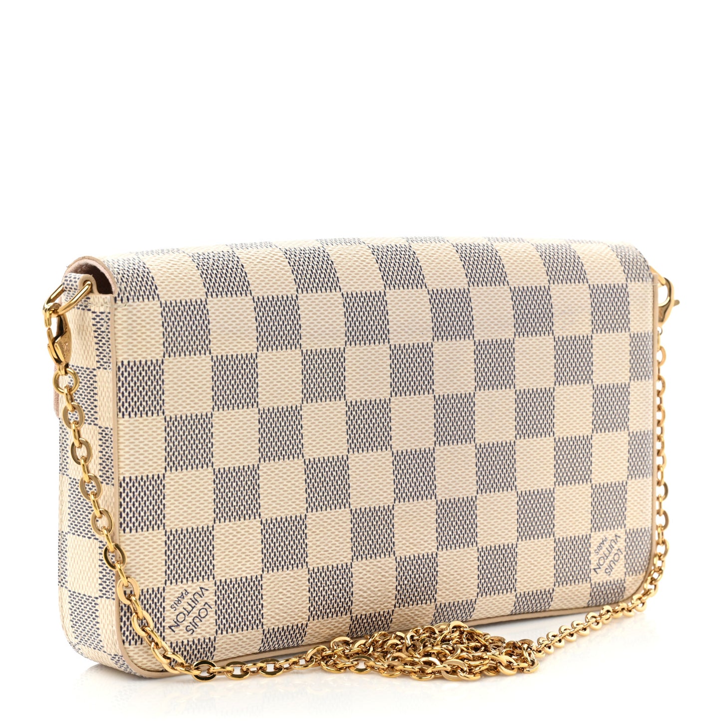 LOUIS VUITTON Damier Azur Pochette Felicie Chain Wallet Rose Ballerine