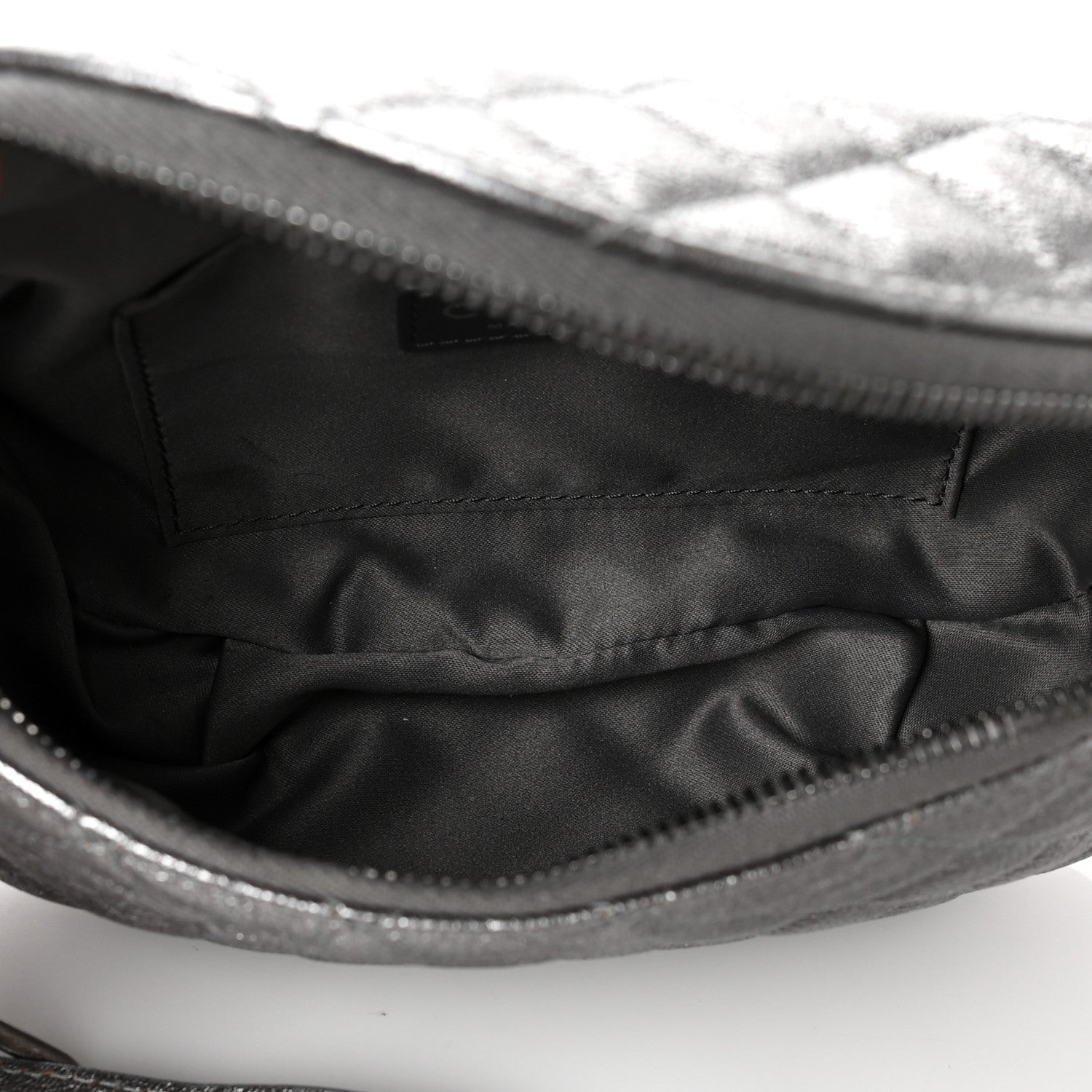 Chanel Metallic Calfskin Quilted Banane Waist Bag Fanny Pack Silver 5 of 10