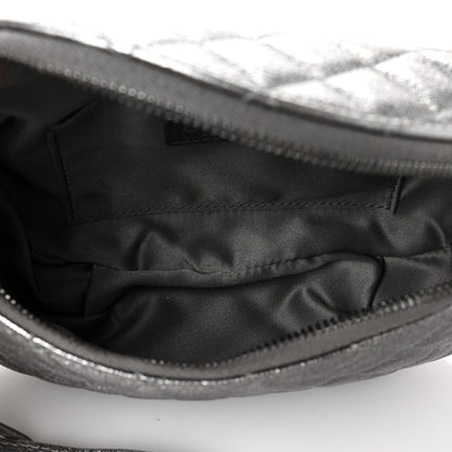 Chanel Metallic Calfskin Quilted Banane Waist Bag Fanny Pack Silver 5 of 10