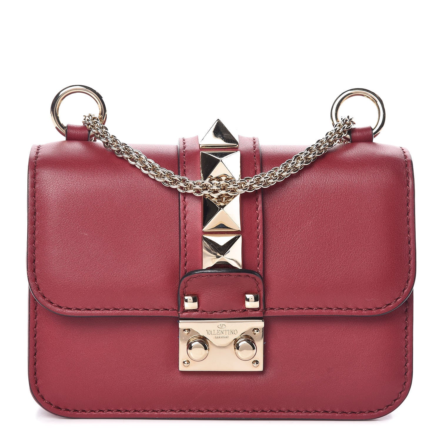 Valentino Garavani Vitello Mini Glam Lock Rockstud Flap Red 1 of 10
