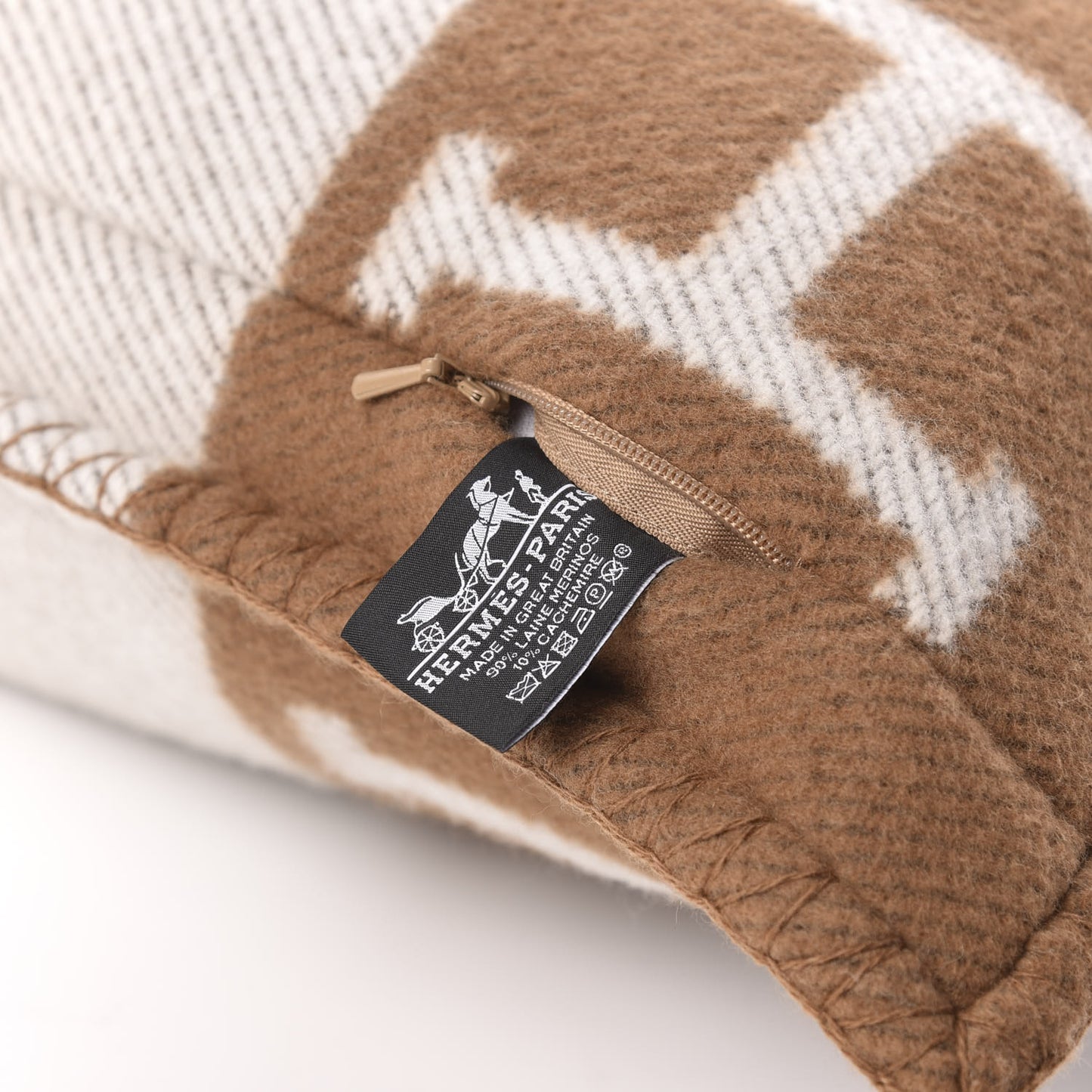 Wool Cashmere Avalon Pillow PM Ecru Camel