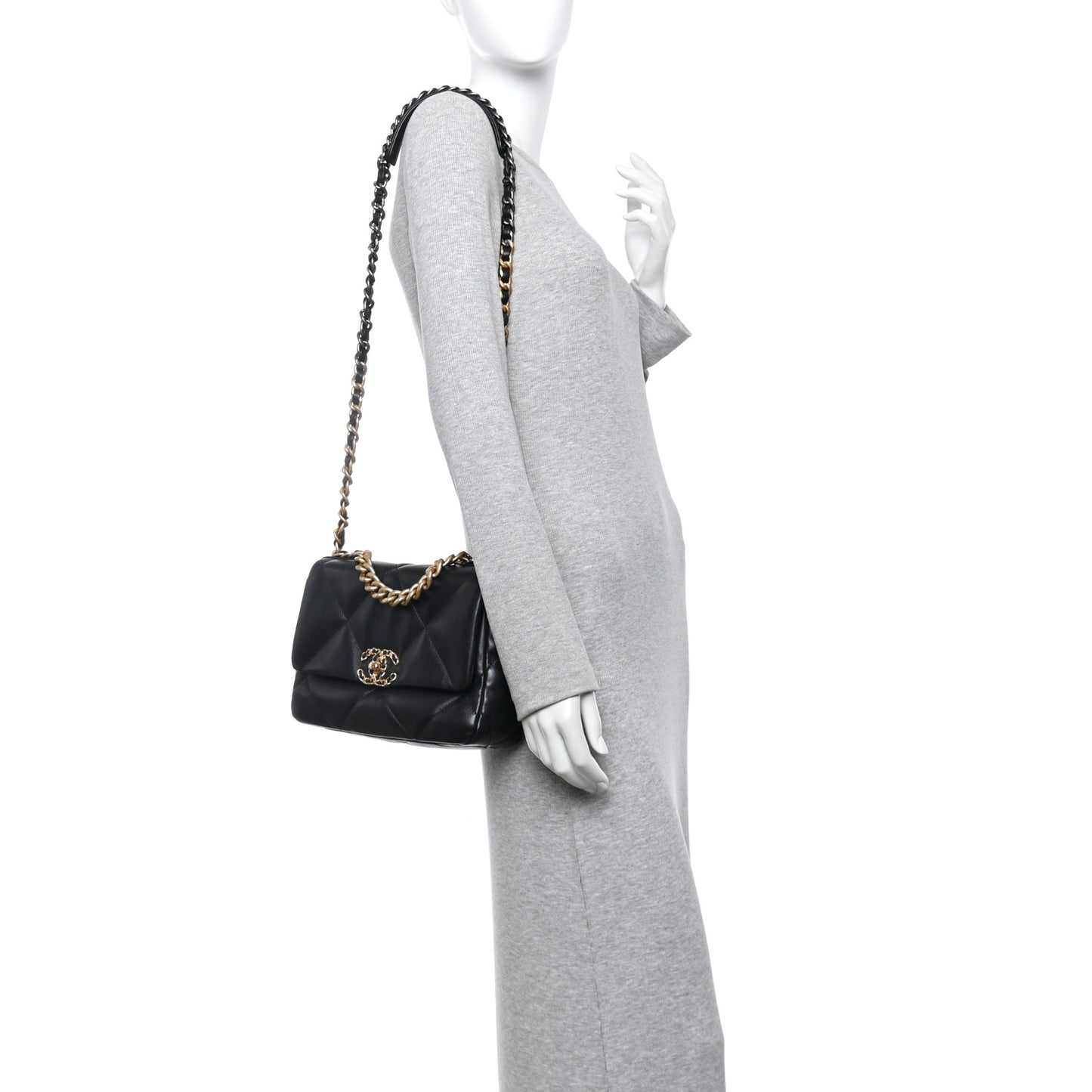 Lambskin Quilted Medium Chanel 19 Flap Black