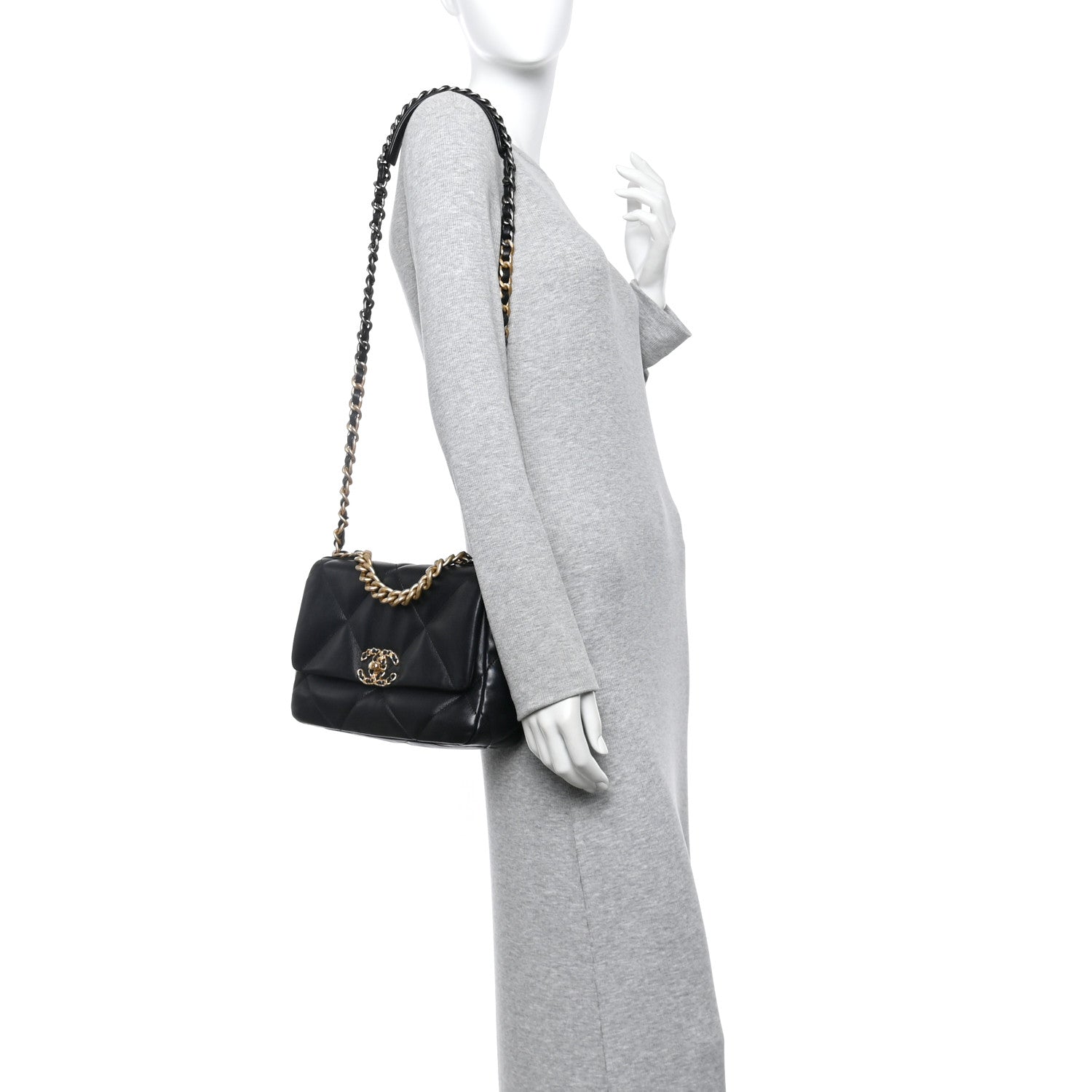 Chanel Lambskin Quilted Medium Chanel 19 Flap Black 2 of 14