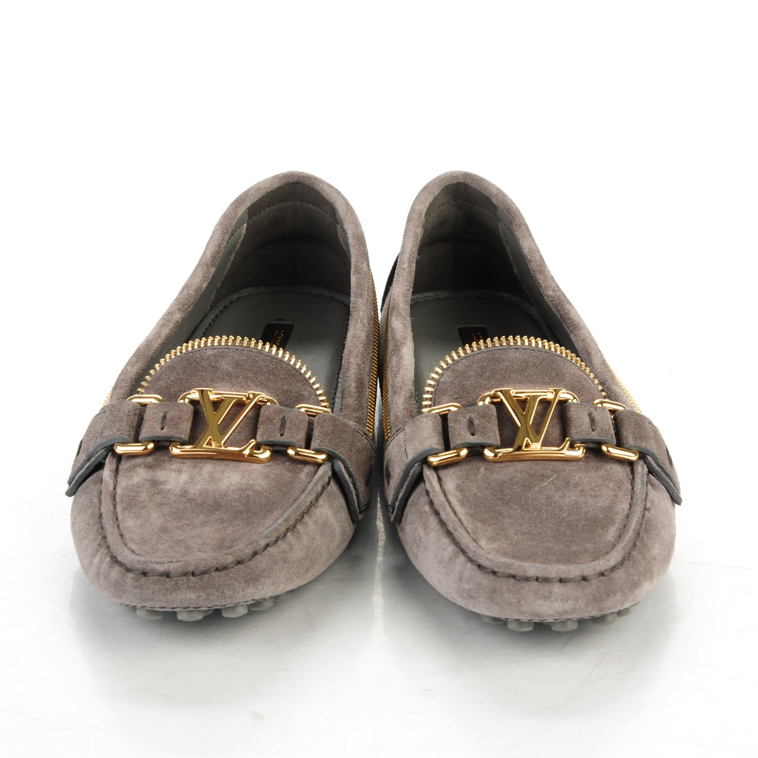 Louis Vuitton Suede Zipper Oxford Loafers 38 Grey 2 of 5