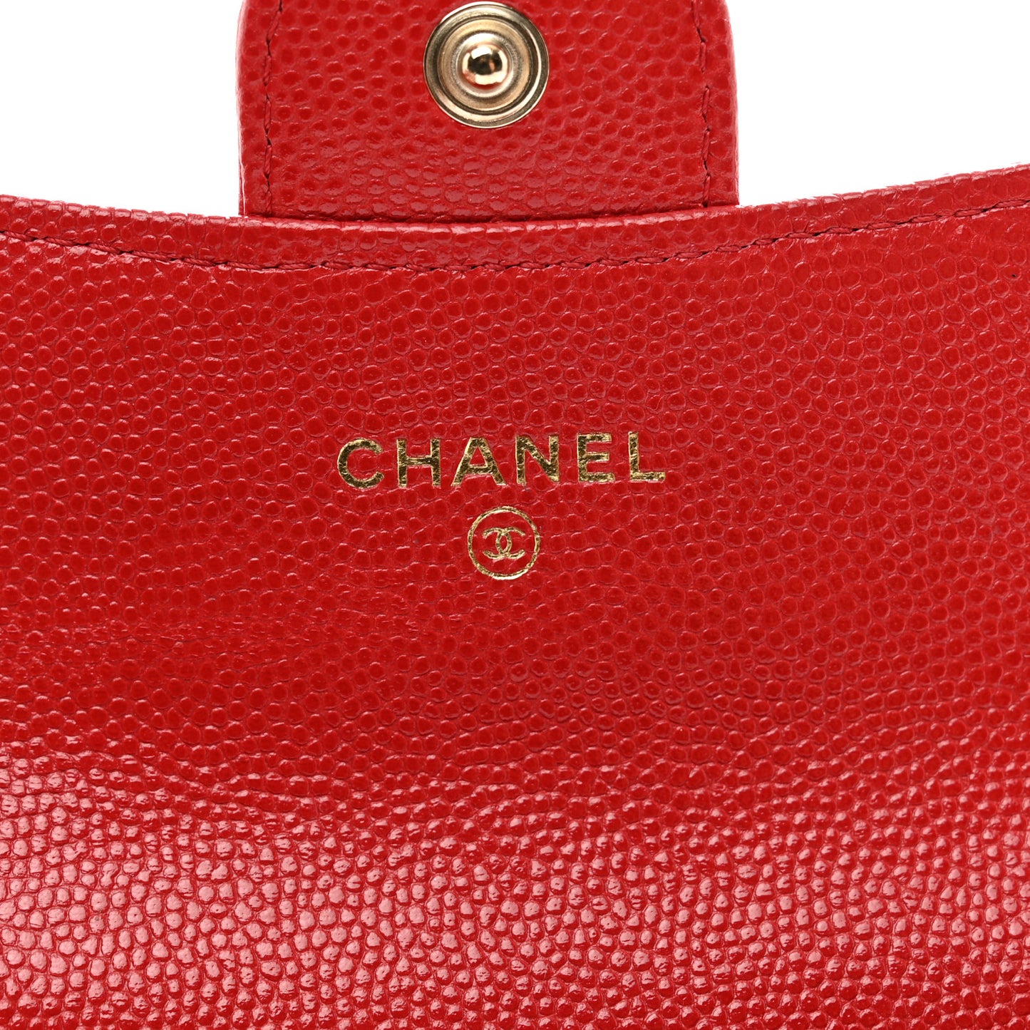Caviar Quilted Flap Card Holder Wallet Red