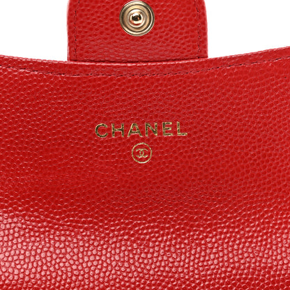Chanel Caviar Quilted Flap Card Holder Wallet Red 7 of 8