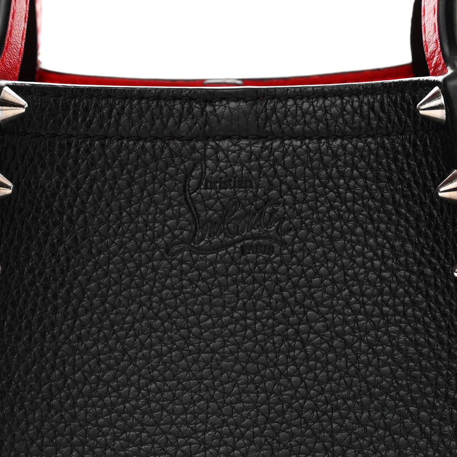 Christian Louboutin Calfskin Spiked Mini Cabarock Shopper Tote Black 13 of 14