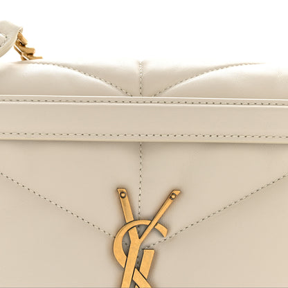 Saint Laurent Lambskin Quilted Medium Loulou Puffer Monogram Chain Satchel Crema Soft 8 of 15