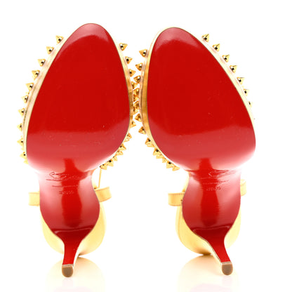 Christian Louboutin Nappa PVC Spiked St Jeannette 120 Peep Toe Pumps 35.5 Gold 5 of 14