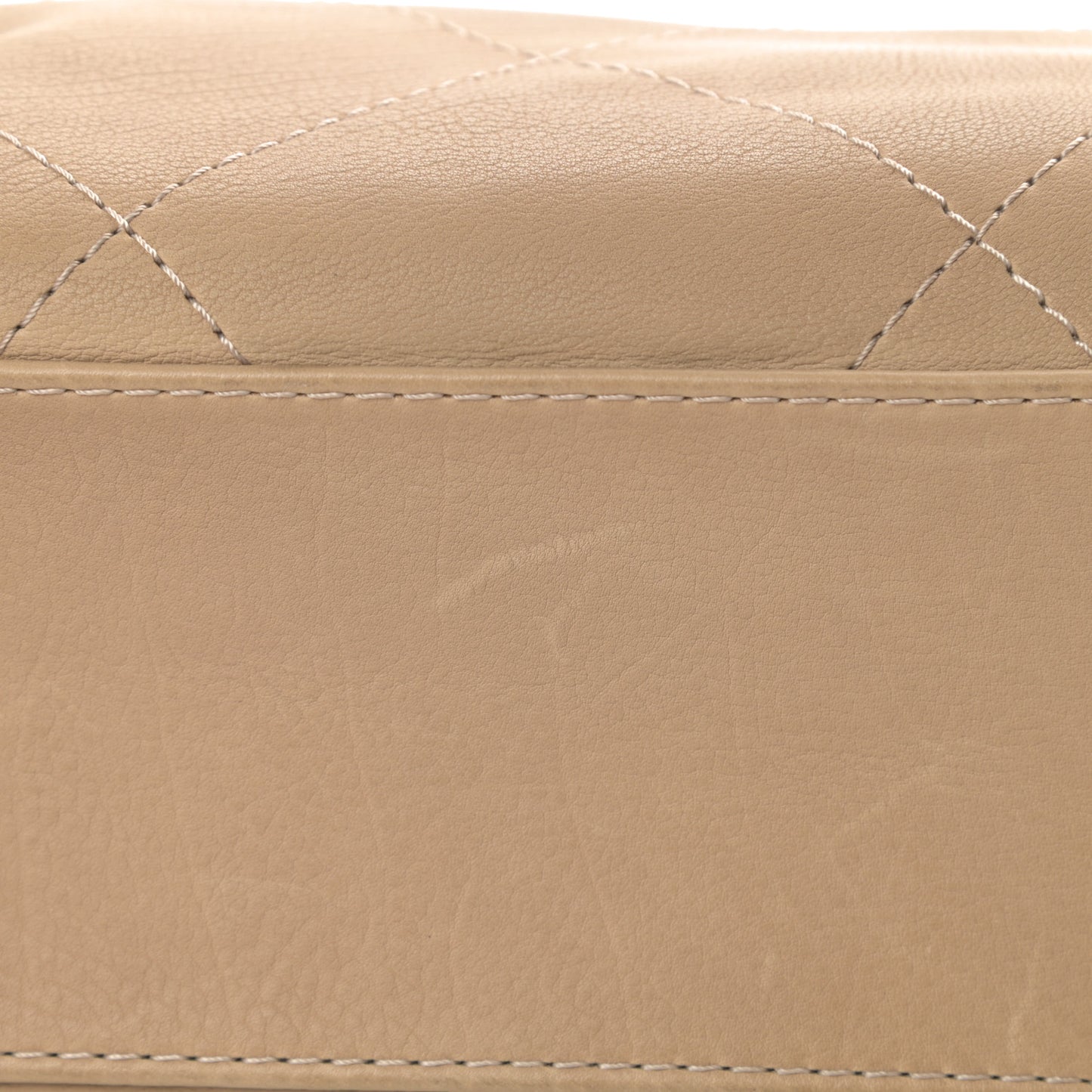 Washed Calfskin Quilted Large Hamptons Flap Bag Dark Beige